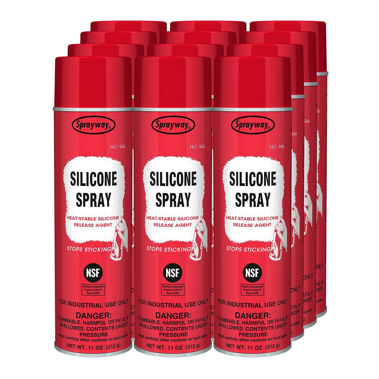 Sprayway Silicone Spray, 11 oz Aerosol Spray, 12 Cans (CGC946)