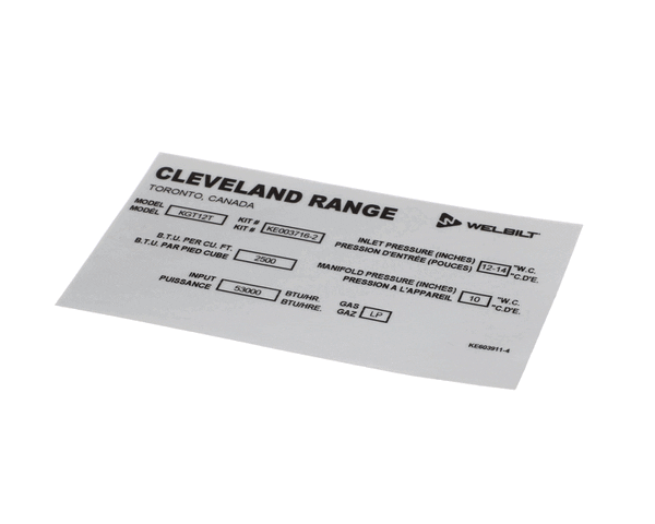 Cleveland Ke603911-4 Label;Convert Nat. To Lp (CLEKE603911-4)