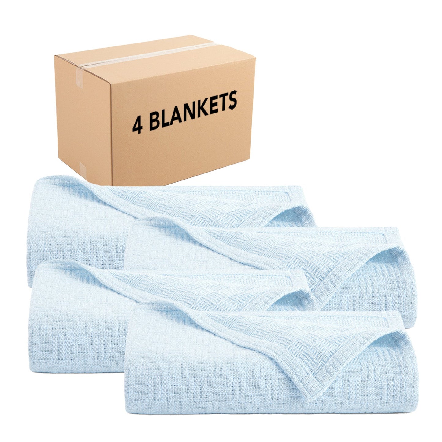 Arkwright Home® Host & Home Cotton Bed Blanket Twin Light Blue, 4/Case (BLKT-COT-6890-LB)