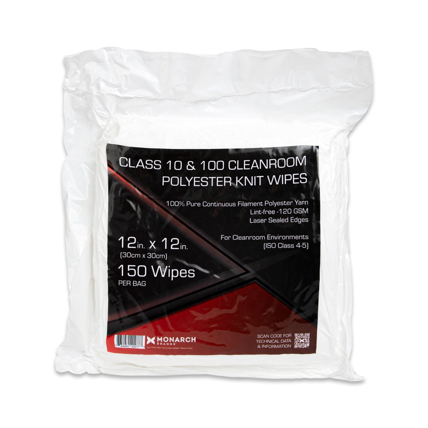 Arkwright Home Cleanroom Wipers Bag of 150 - White - 12x12 (1Bag) (PNP-CRW-12X12)