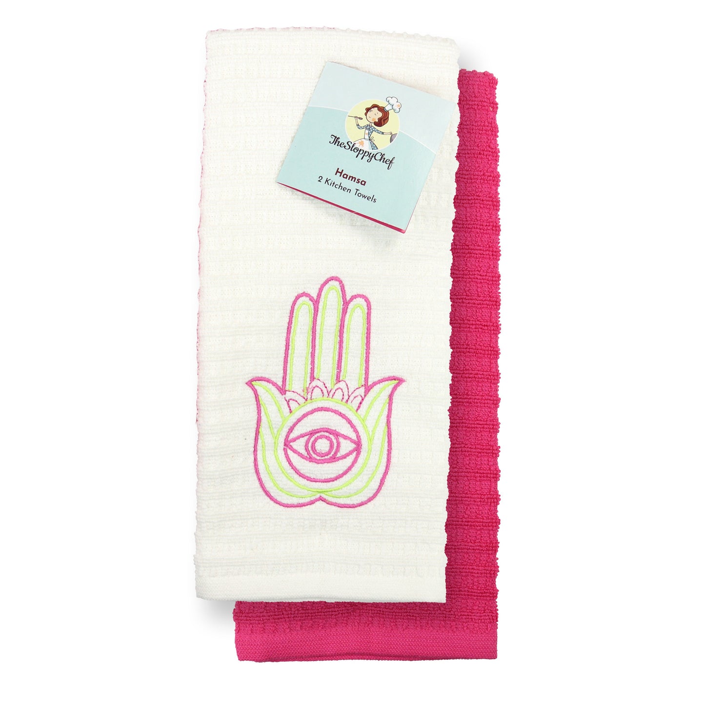 Sloppy Chef Lucky Kitchen Towel 16x26 Hamsa (2pc Set) (PNP-SC-KT2-HM)