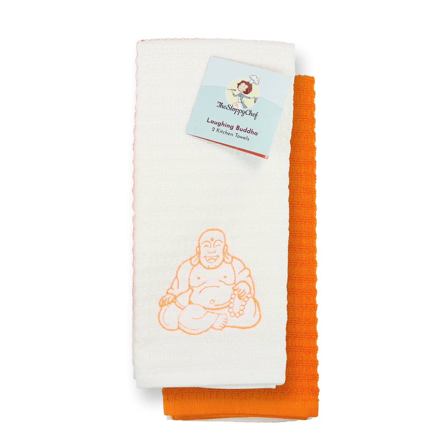 Sloppy Chef Lucky Kitchen Towel 16x26 Buddha (2pc Set) (PNP-SC-KT2-BD)