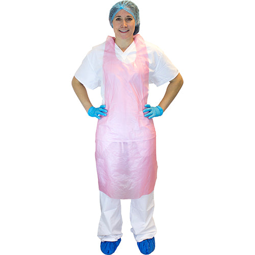 Safety Zone® ProGuard® Polyethylene Aprons, Red, 28"x46", 10 Mic, 100/Pack, 10 Packs/Case (SZNDAP10-28X46-RD)