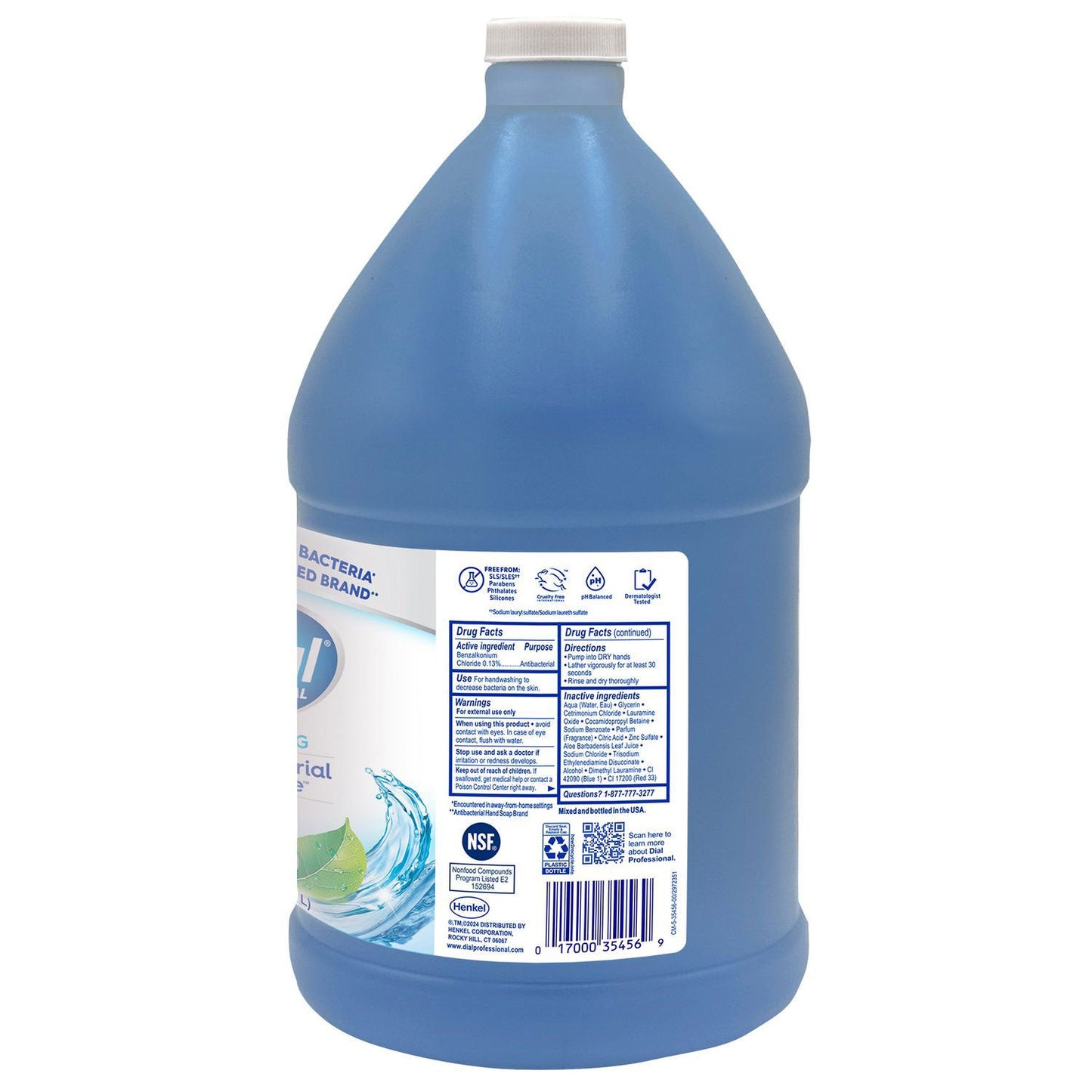Dial Professional Antibacterial Foaming Hand Wash, Spring Water Scent, 1 gal Bottle, 4/Carton (DIA35458)