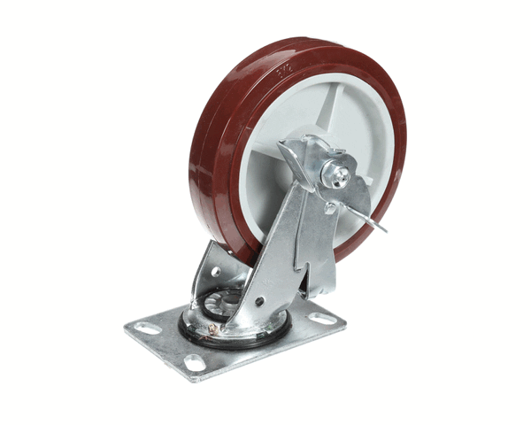 Dinex Dxpcstr8X2Pupbg 8 Red Swivel Caster With Brake (DINDXPCSTR8X2PUPBG)