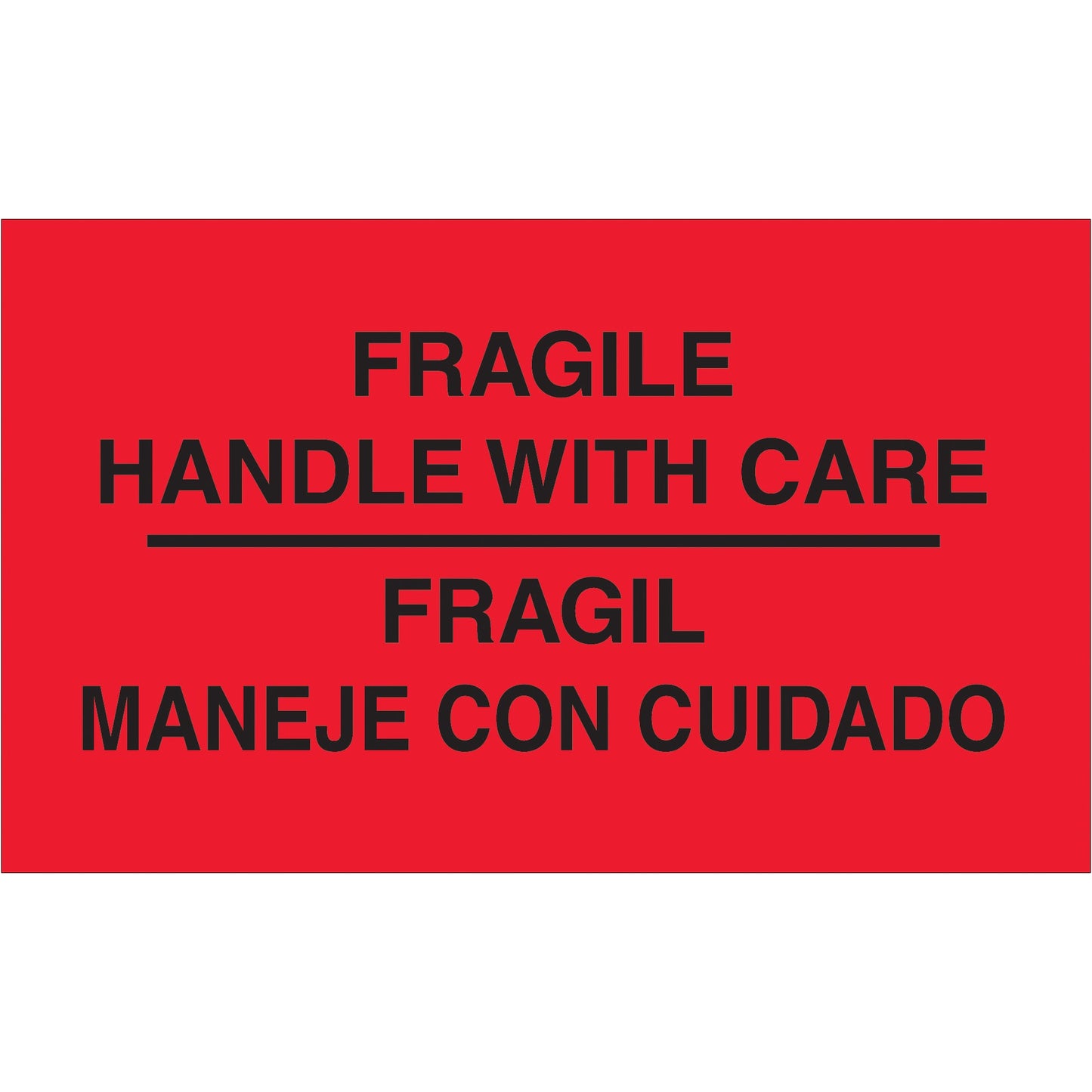 tape-logic-r-3-x-5-fragil-maneje-con-cuidado-fluorescent-red-bilingual-labels-dl3011_1