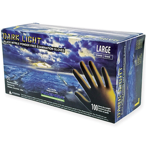 Safety Zone® Dark Light Nitrile Powder Free 9 mil Exam Gloves, Black, Lrg, Case of 1000 (SZNDLG676)