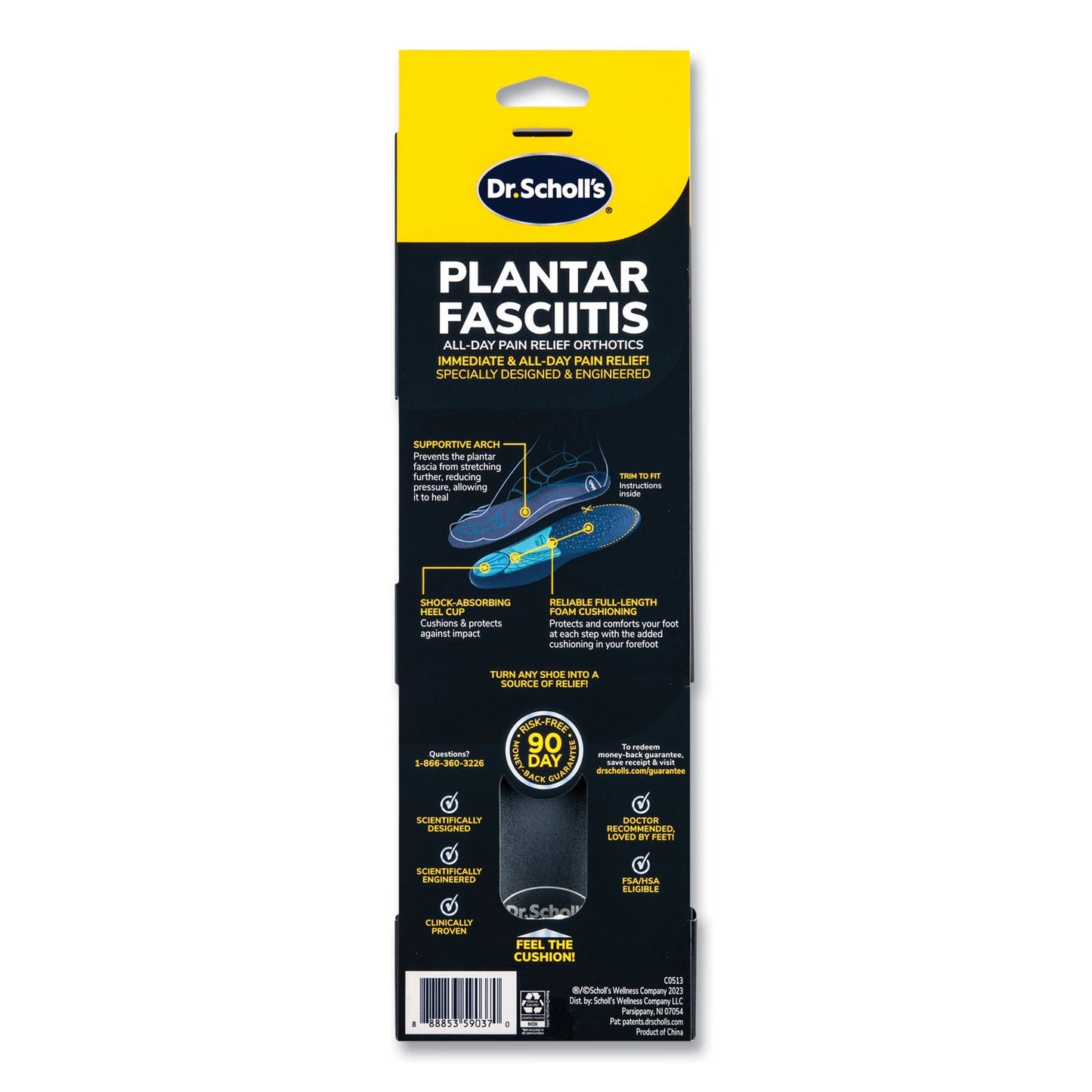 Dr. Scholl's Plantar Fasciitis All-Day Pain Relief Orthotics for Men, Men Size 8 to 13, Blue (DSC59037)