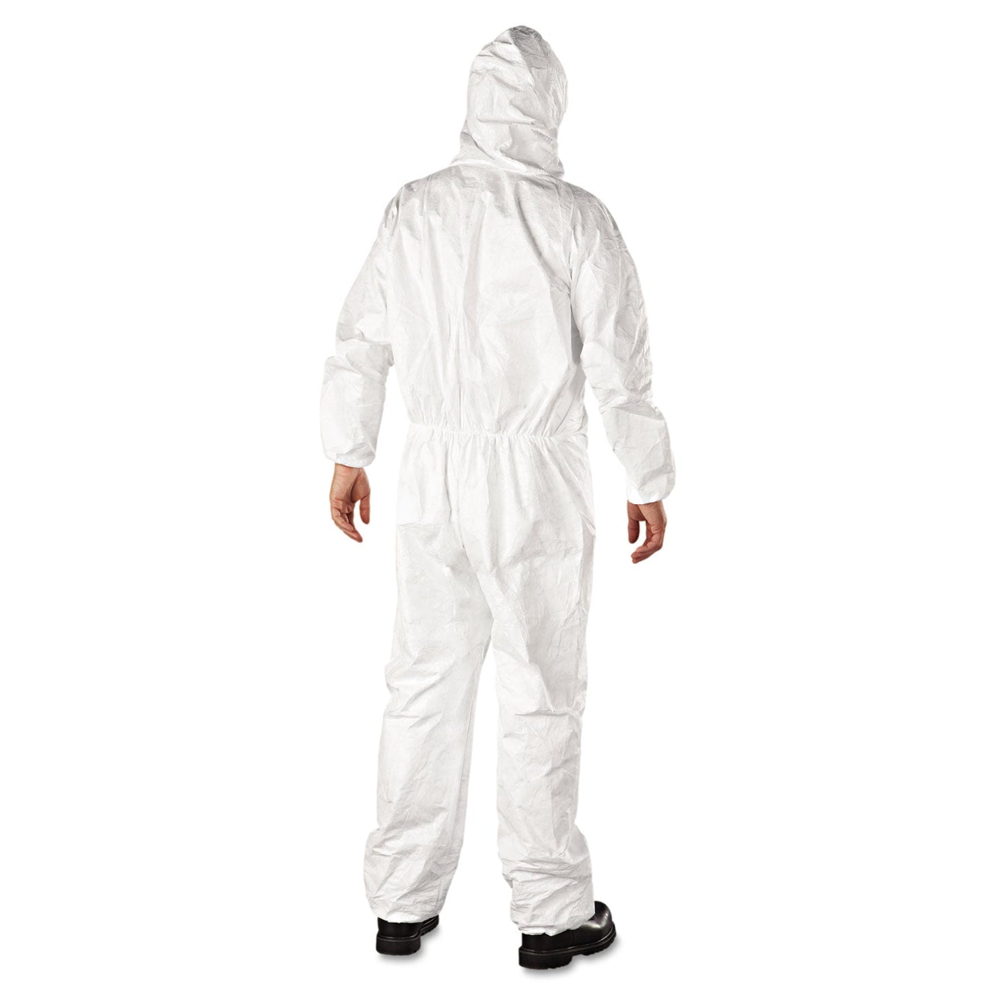 Dupont Tyvek® 400 Coverall, Serged Seams, Attached Hood, Elastic Waist, Elastic Wrists and Ankles, Front Zip, Storm Flap, White, XL (DUPTY127SXL)