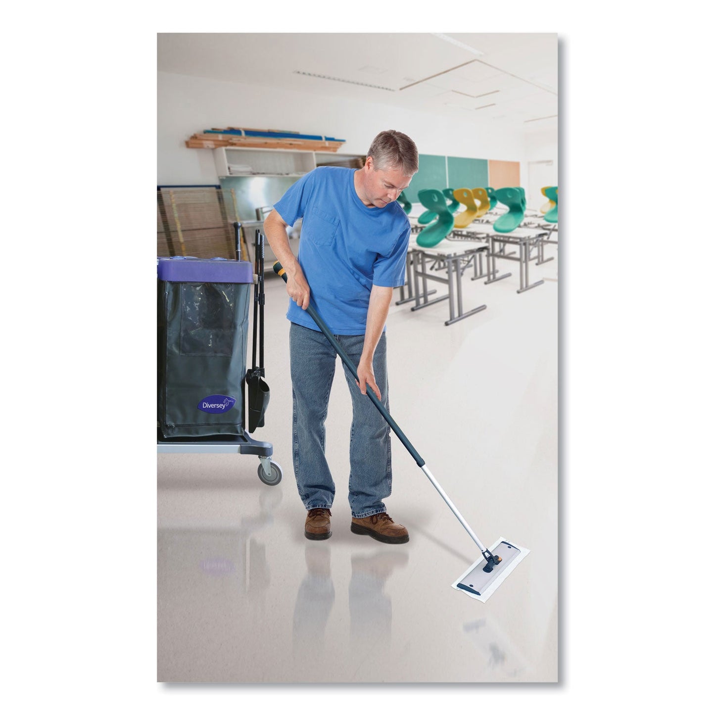 Diversey EasyMop Single-Use Microfiber Mop, 16 x 5.3, 10/Carton (DVOD1232213)