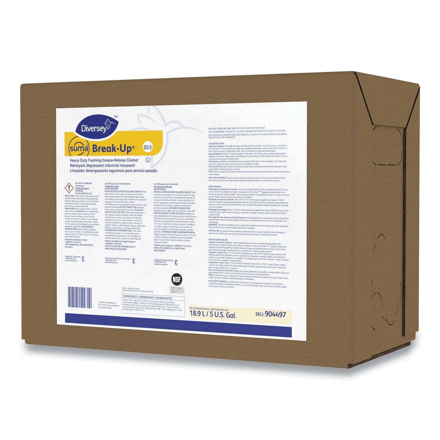 Diversey Suma Break-Up Heavy Duty Foaming Grease-Release Cleaner, 5 gal Envirobox (DVS904497)