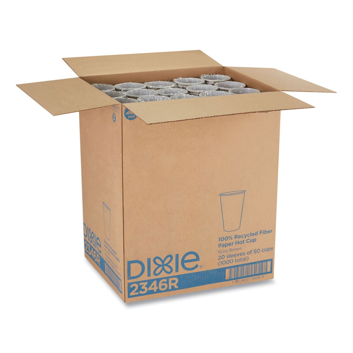 Dixie EcoSmart Recycled Hot/Cold Cups, 16 oz, Kraft Paper, 1,000/Carton (DXE2346R)