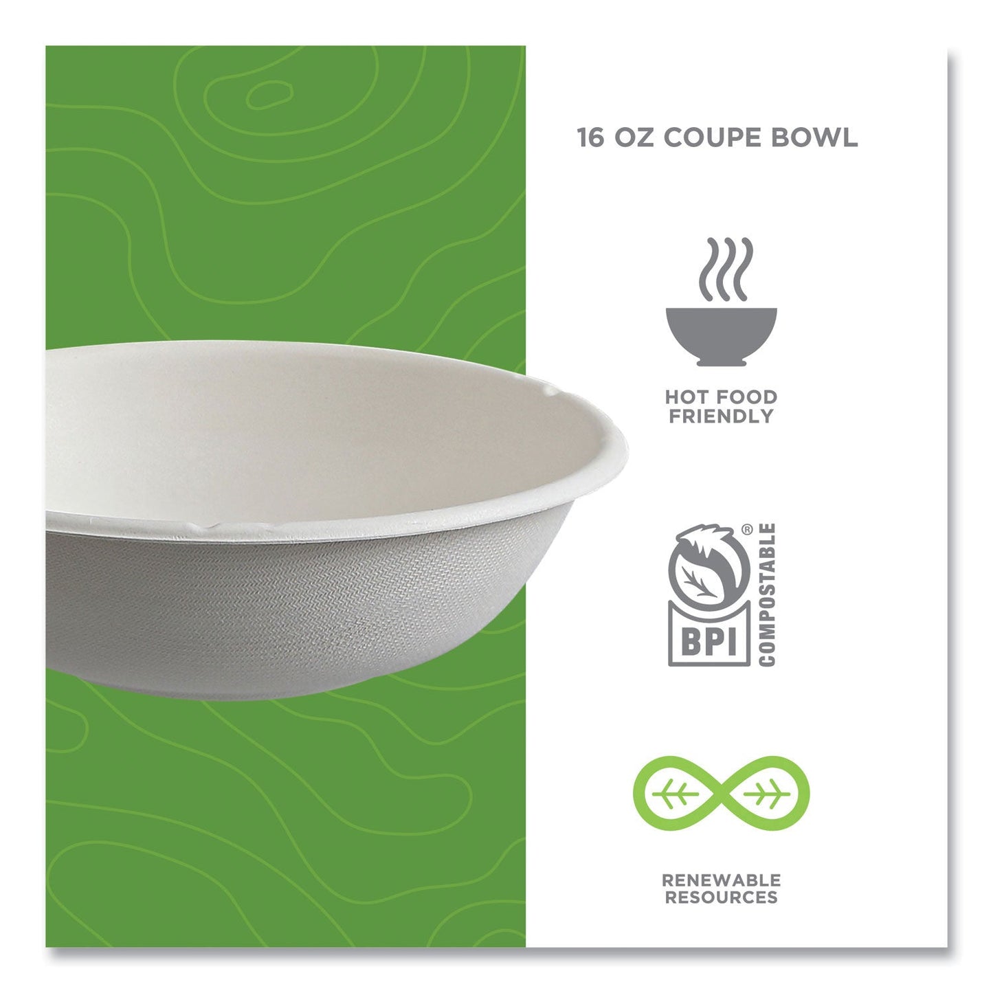 Eco-Products Vanguard Renewable and Compostable Sugarcane Bowls, 16 oz, White, 800/Carton (ECOEPBL16CNFA)