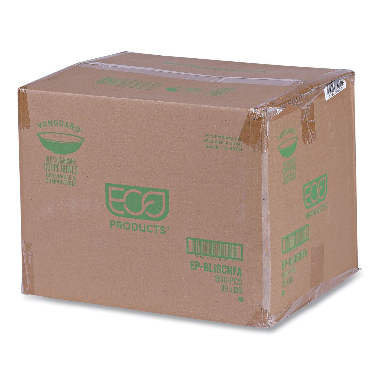 Eco-Products Vanguard Renewable and Compostable Sugarcane Bowls, 16 oz, White, 800/Carton (ECOEPBL16CNFA)