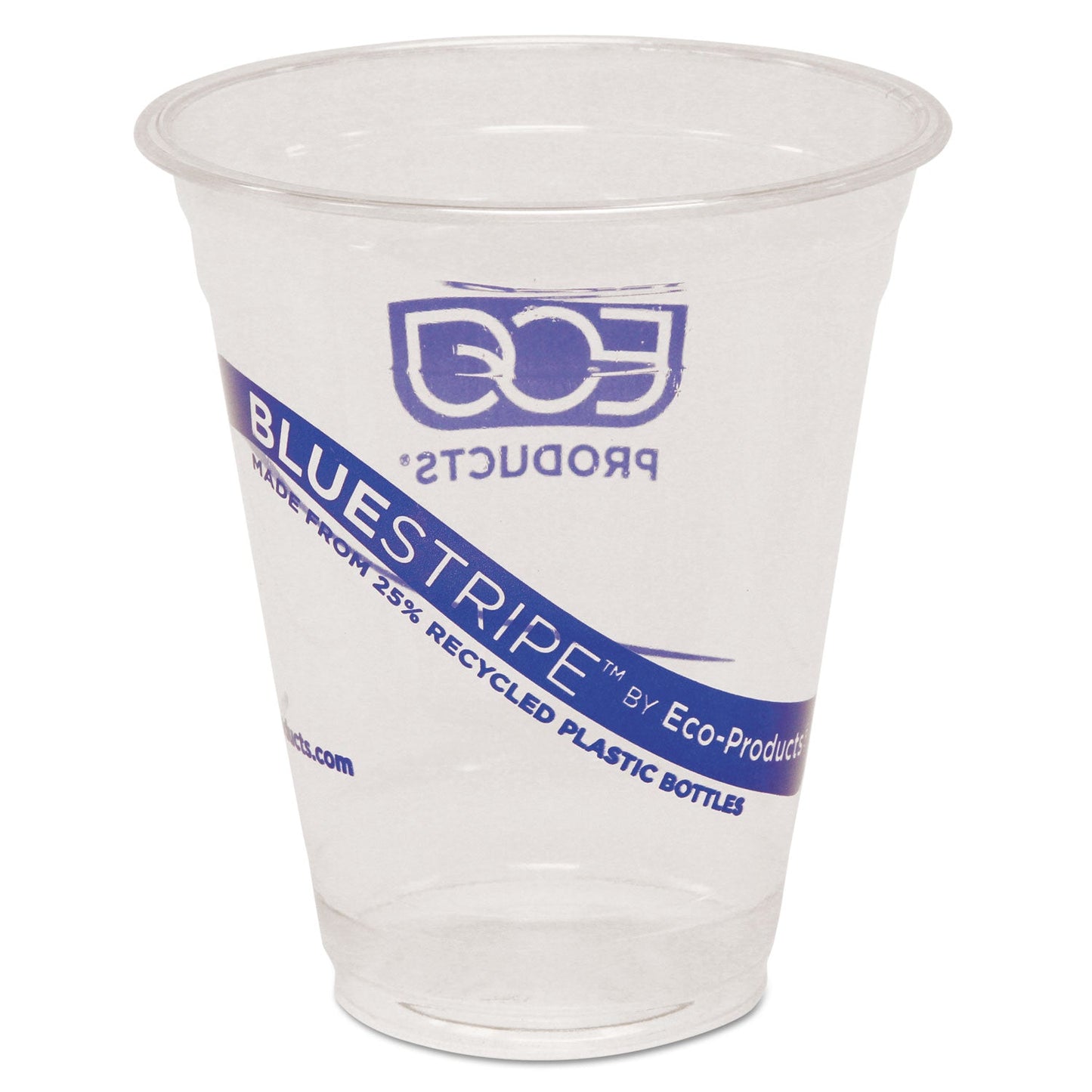 Eco-Products BlueStripe 25% Recycled Content Cold Cups, 12 oz, Clear/Blue, 50/Pk, 20 Pk/Ct (ECOEPCR12)