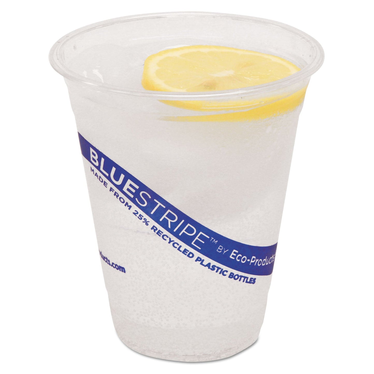 Eco-Products BlueStripe 25% Recycled Content Cold Cups, 12 oz, Clear/Blue, 50/Pk, 20 Pk/Ct (ECOEPCR12)