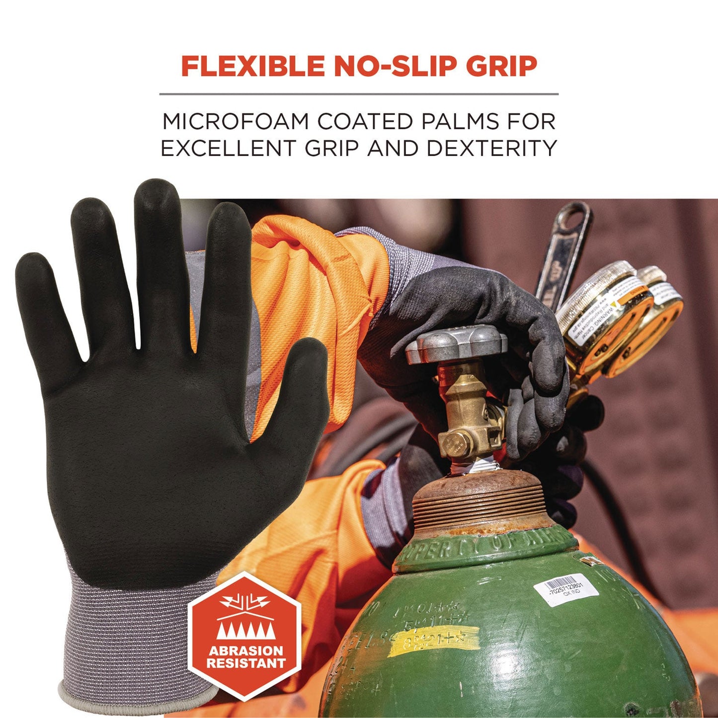 Ergodyne ProFlex 7000 Nitrile-Coated Gloves Microfoam Palm, Gray, X-Small, Pair (EGO10371)