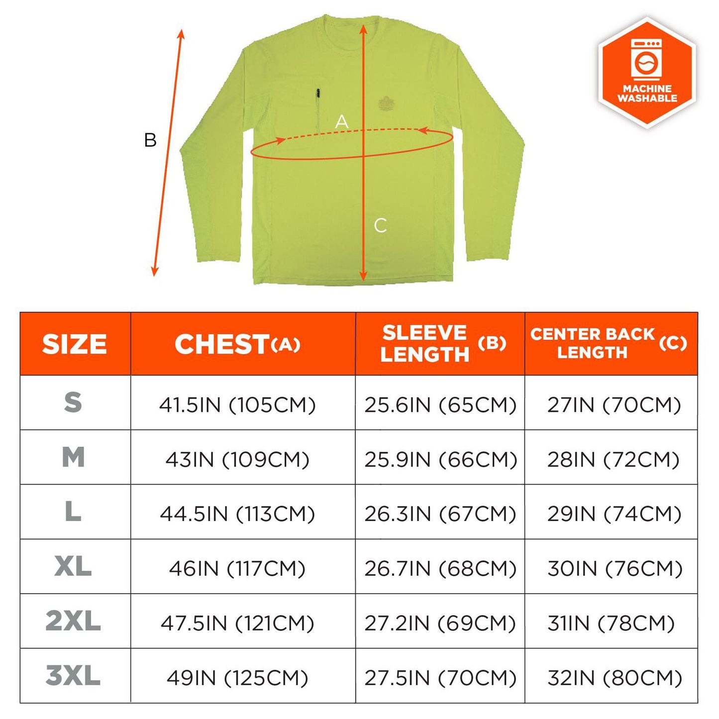 Ergodyne Chill-Its 6689 Cooling Long Sleeve Sun Shirt with UV Protection, Small, Lime (EGO12142)