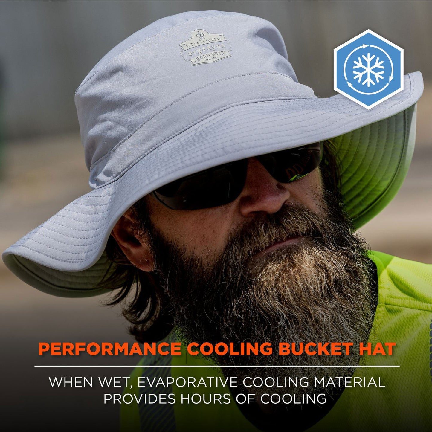 Ergodyne Chill-Its 8939 Cooling Bucket Hat, Polyester/Spandex, One Size Fits Most, Gray (EGO12666)