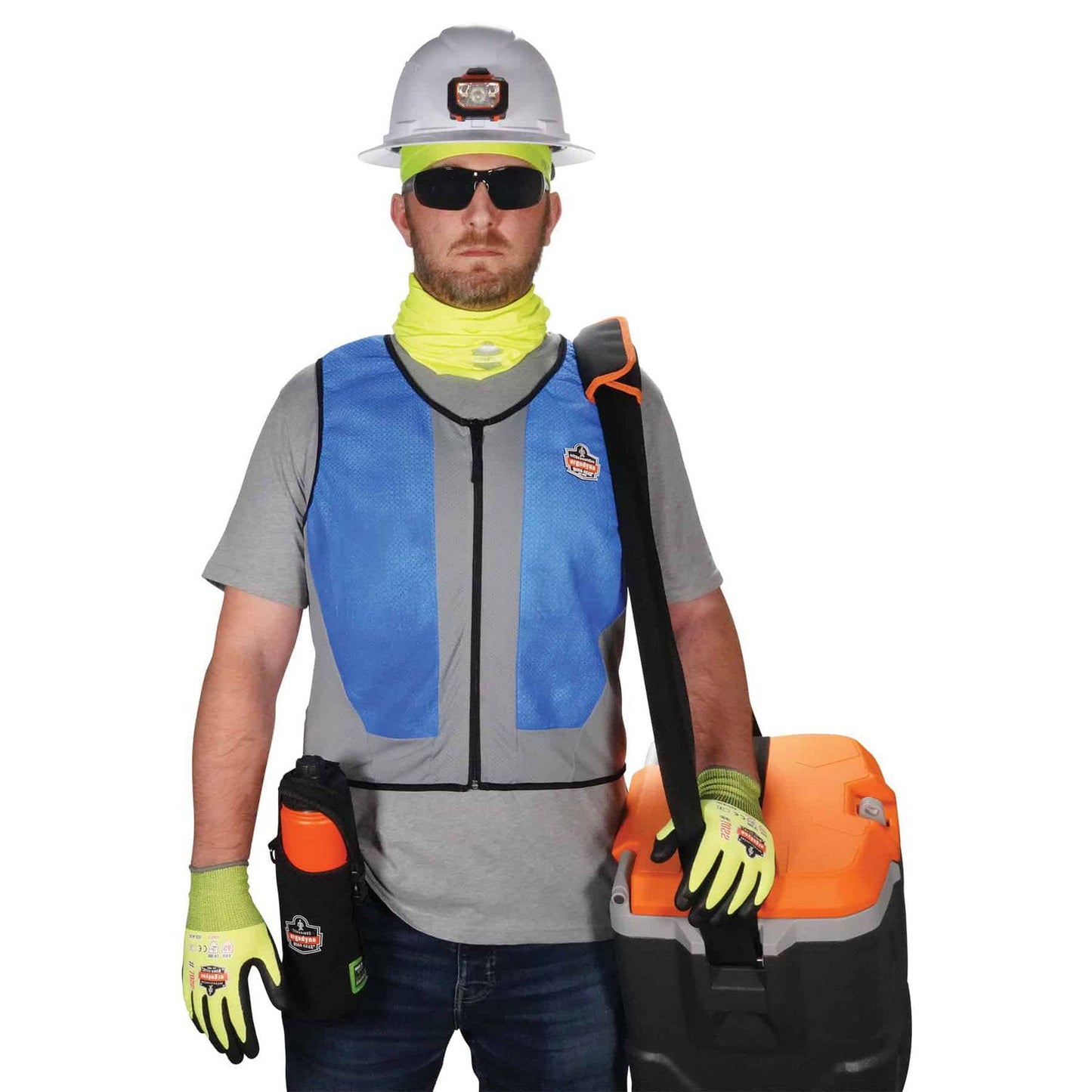 Ergodyne Chill-Its 6667 Wet Evaporative PVA Cooling Vest with Zipper, PVA, 4X-Large, Blue (EGO12698)
