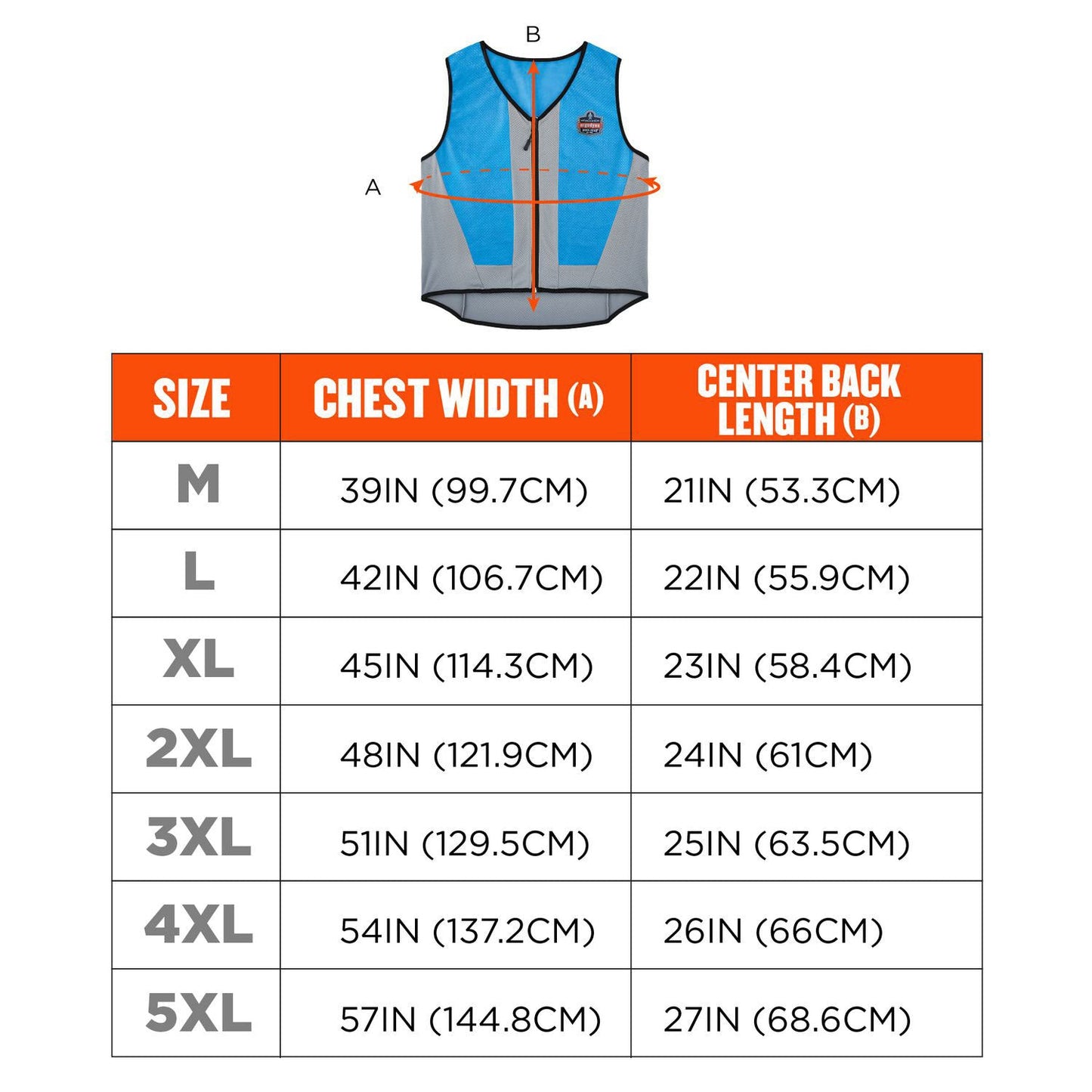 Ergodyne Chill-Its 6667 Wet Evaporative PVA Cooling Vest with Zipper, PVA, 4X-Large, Blue (EGO12698)