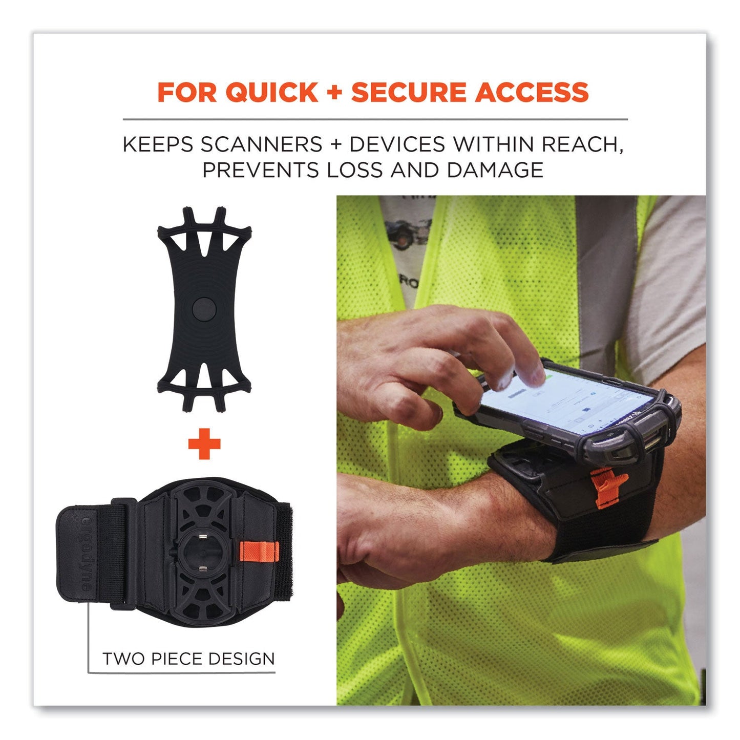 Ergodyne Squids 5545 Arm and Wrist Scanner Mount, Small, 7 x 8.5 x 1.5, Elastic, Black (EGO19143)