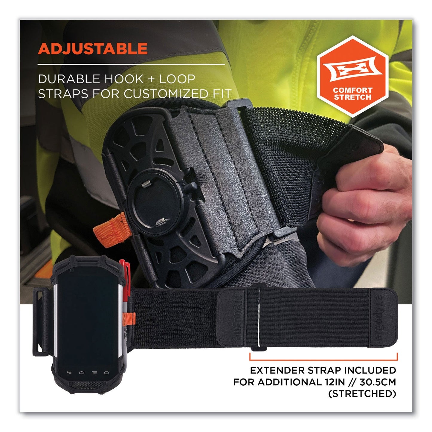 Ergodyne Squids 5545 Arm and Wrist Scanner Mount, Large 7 x 8.5 x 1.5, Elastic, Black (EGO19145)