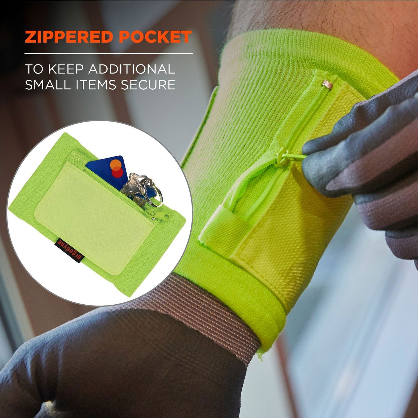 Ergodyne Squids 3388 Wrist ID/Badge Holder, Vertical, Lime 3.5 x 5.5 Holder, 2.75 x 3.75 Insert (EGO19962)