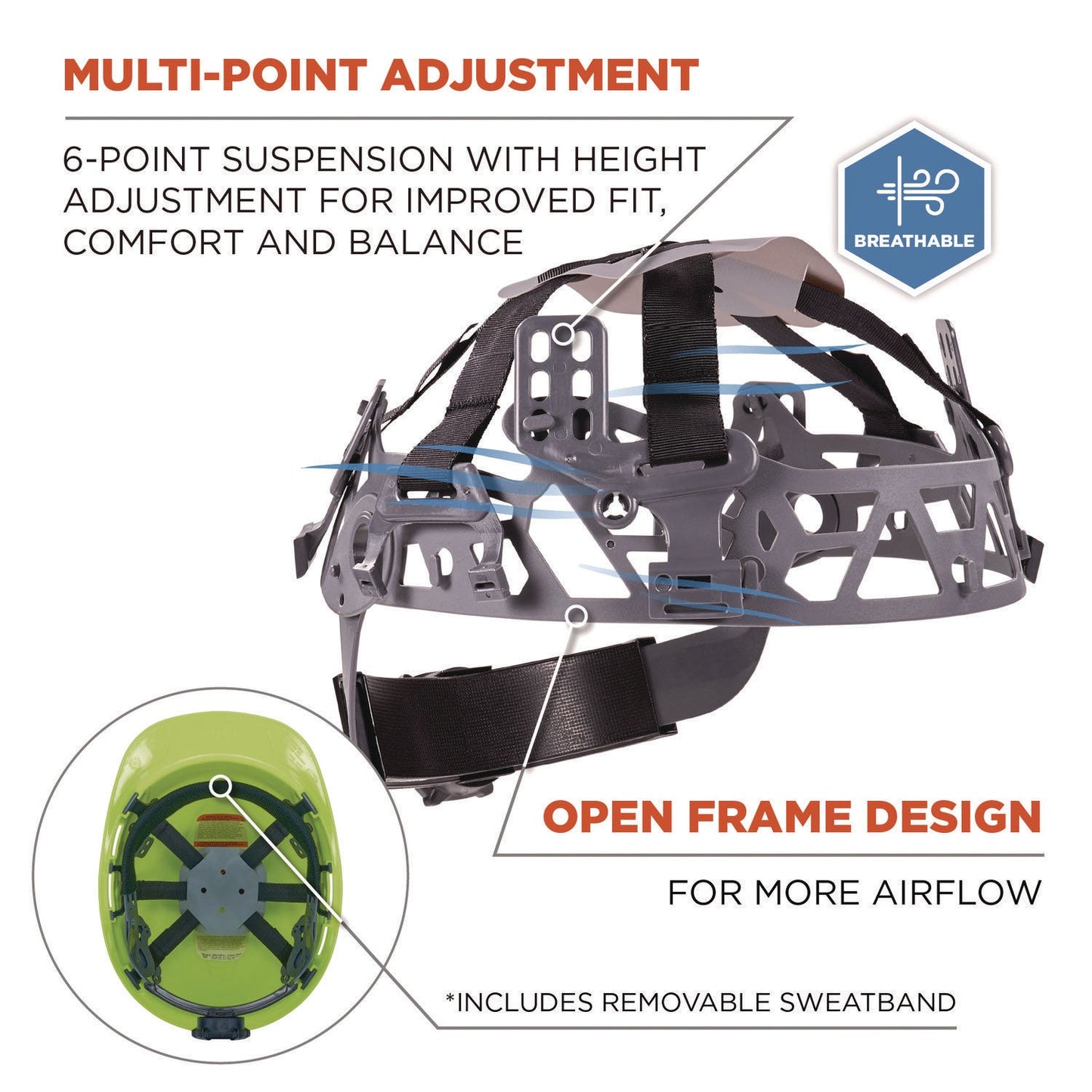 Ergodyne Skullerz 8967 Class E Lightweight Cap-Style Hard Hat, 6-Point Rachet Suspension, Lime (EGO60226)