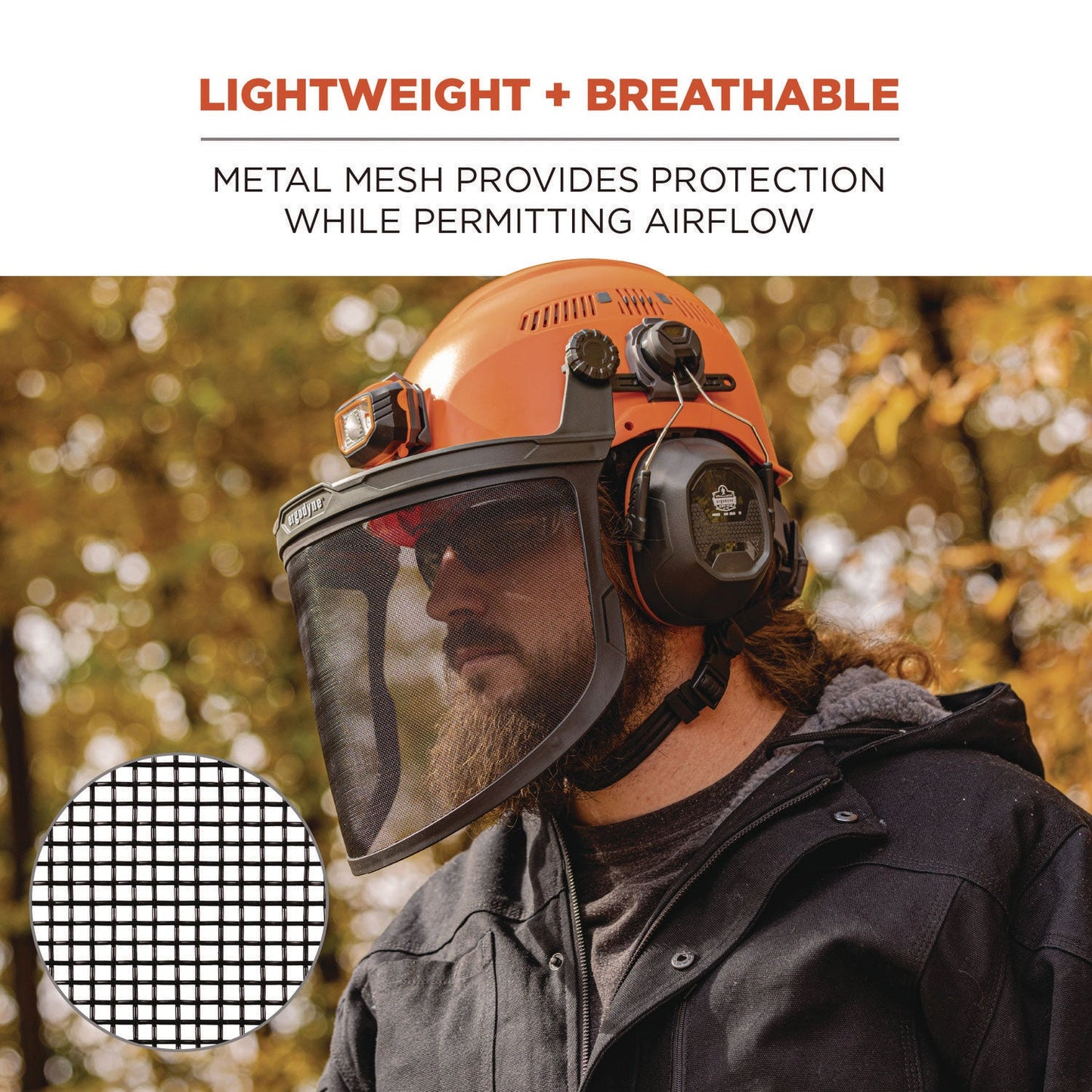 Ergodyne Skullerz 8999 Mesh Face Shield Replacement for Hard Hat and Safety Helmet, Black (EGO60253)