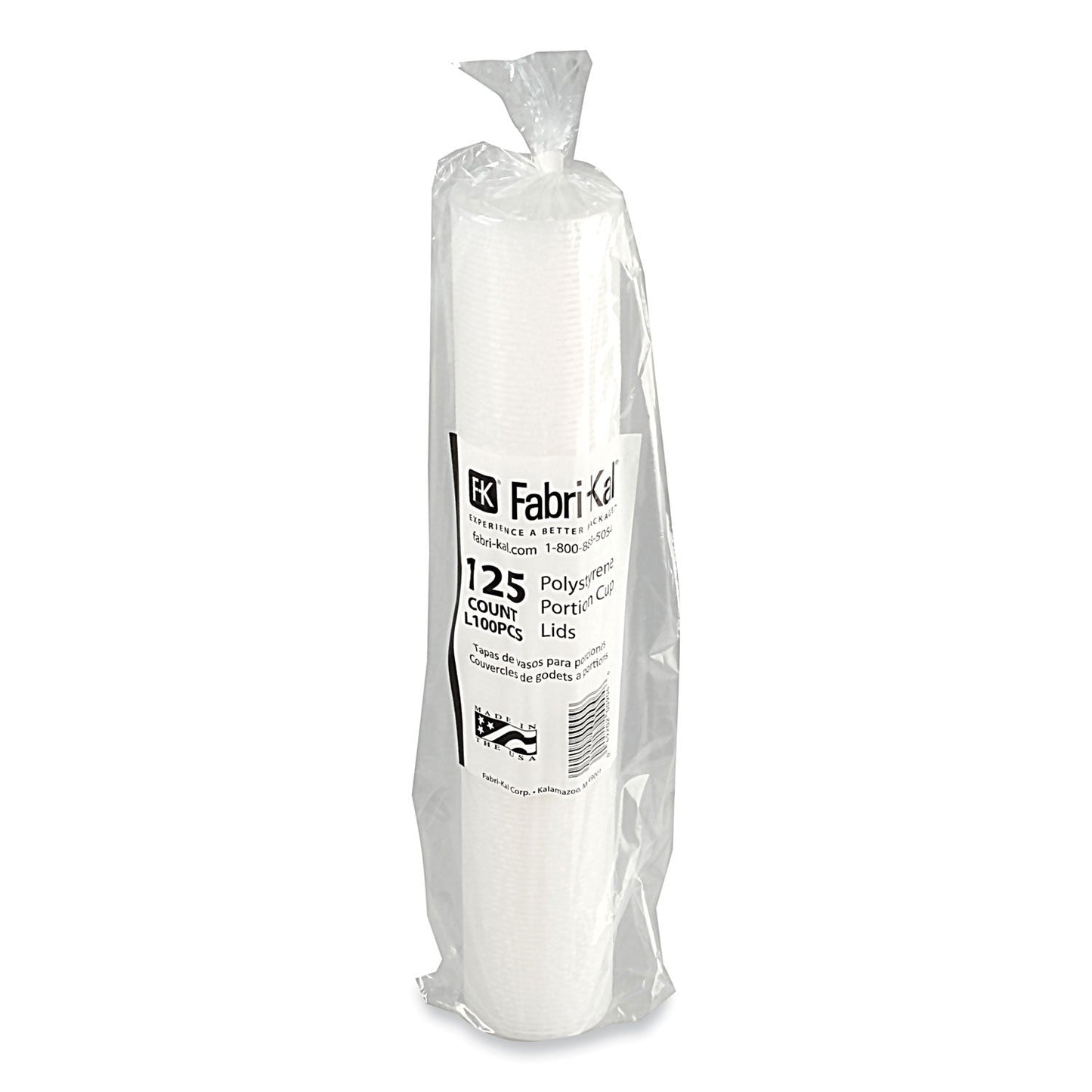 Fabri-Kal Portion Cup Lids, Fits 1 oz Squat Portion Cups, Clear, 125/Sleeve, 20 Sleeves/Carton (FABL100PCS)