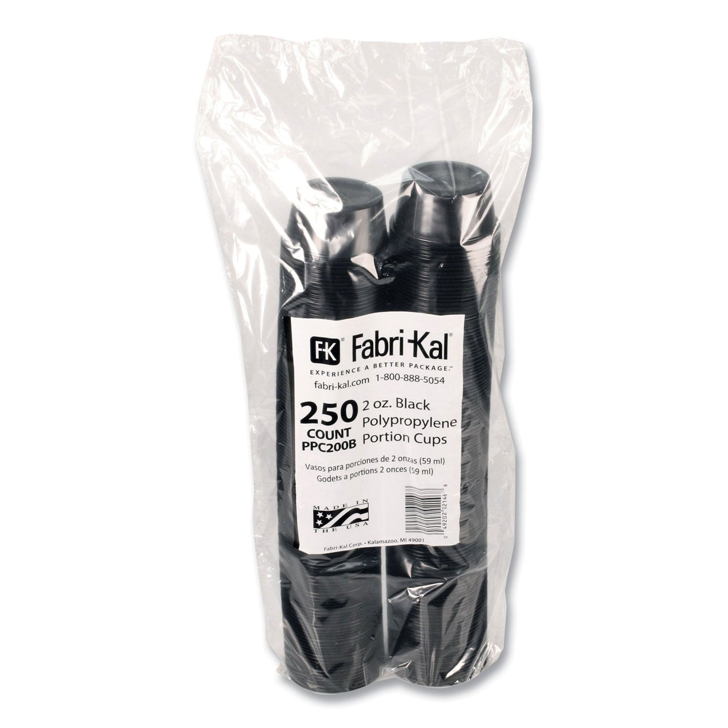 Fabri-Kal Portion Cups, 2 oz, Black, 2,500/Carton (FABPPC200B)