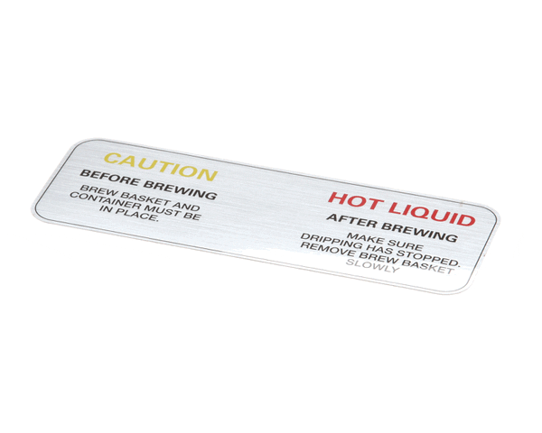 Fetco 1046.00007.00 Label, Warning, Brew Basket (FE1046-00007-00)