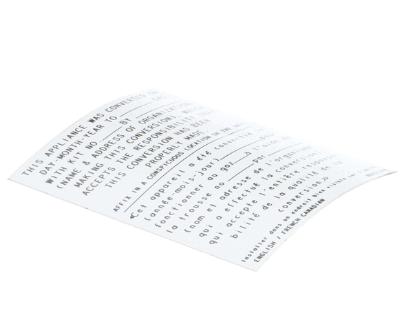 Frymaster 8022144 Label,Conversion Date Eng/Fcan (FM8022144)