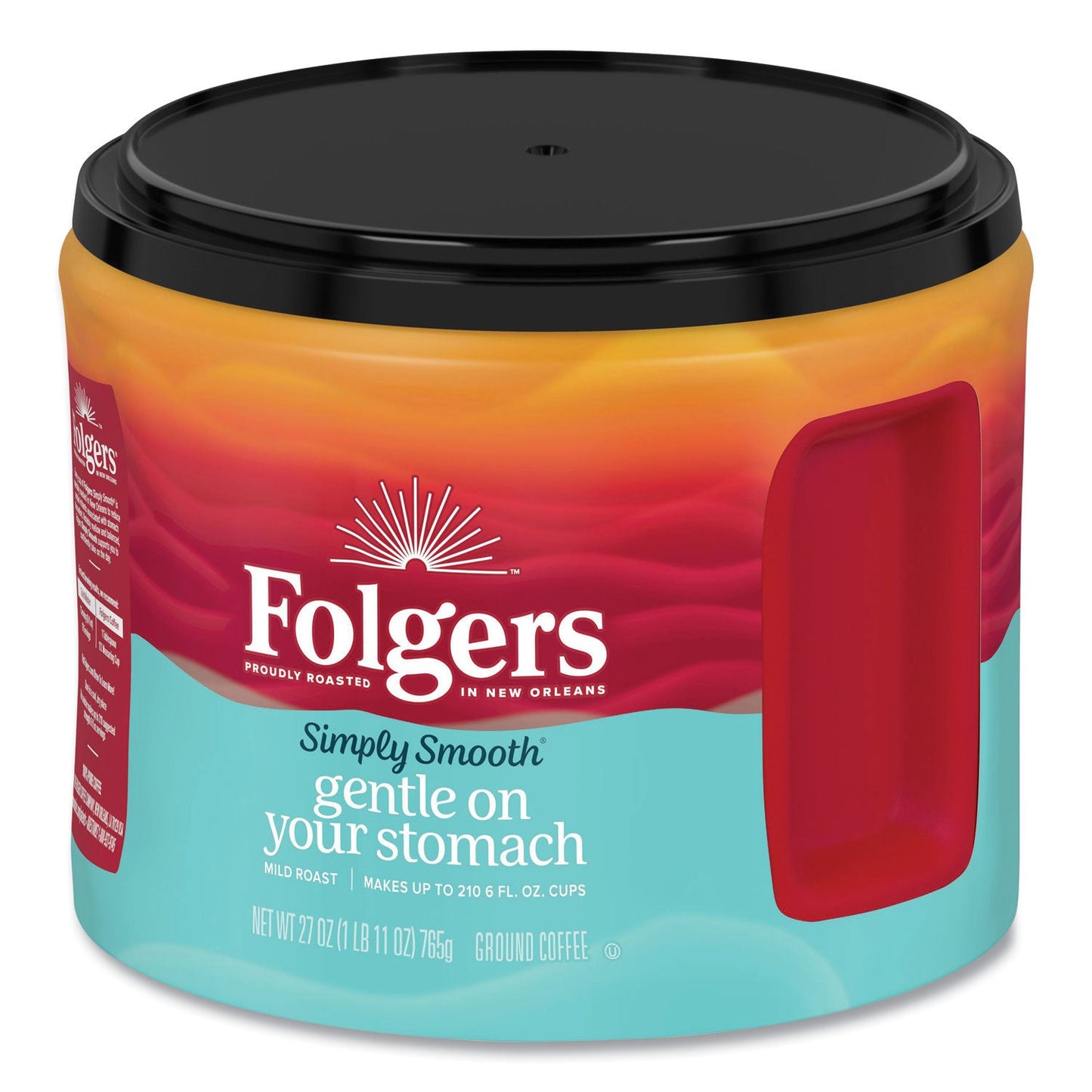 Folgers Simply Smooth Ground Coffee, Gentle On Your Stomach, 27 oz Canister, 6/Carton (FOL30446CT)