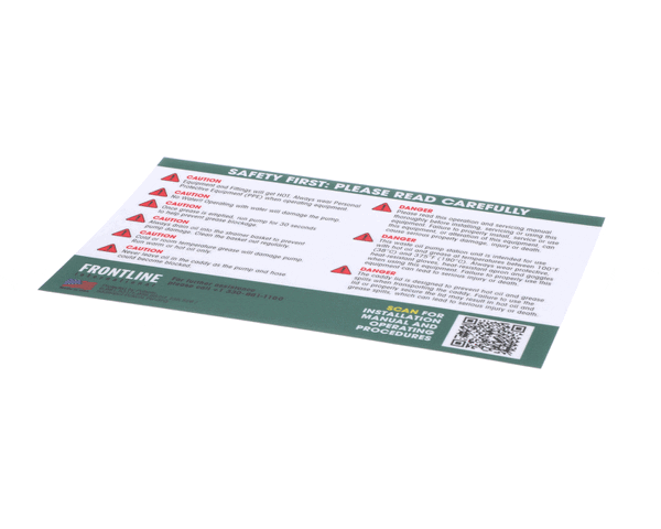 Frontline International 50010070 Equipment Safetly, Instruction Label (FRO50010070)