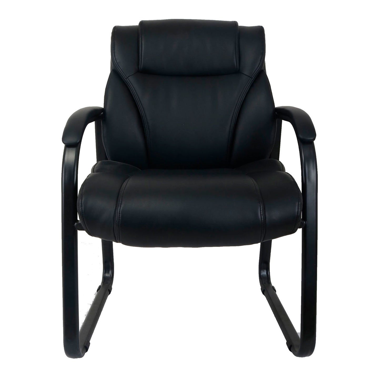 Interion Antimicrobial Bonded Leather Guest Chair, Black (WB695626-AM)