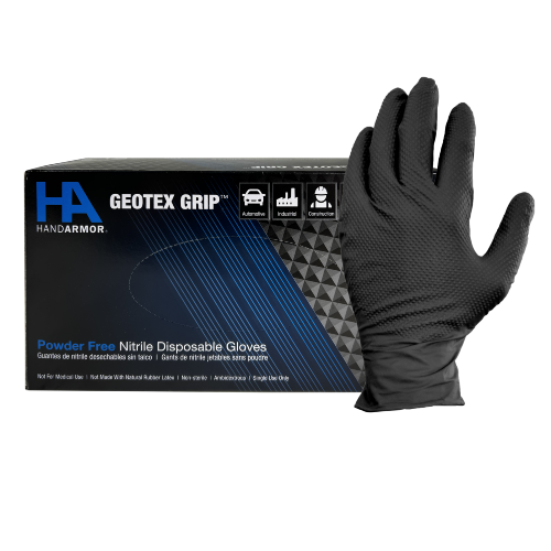 Hand Armor® Nitrile Textured Gloves, Powder Free, 9 mil, Black, Medium, Box of 100 (HOSGDNT107BKM)