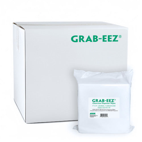 High-Tech Conversions Grab-EEZ® Cleanroom Wipe Dispenser Refill Wipes, 9"x9", 250/Bag, 12 Bags/Case (HOSGE-NT1-99)