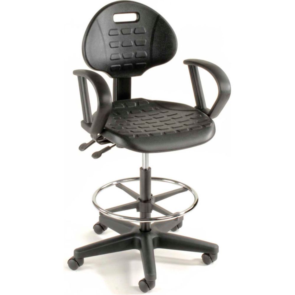 Interion 5-Way Black Adjustable Ergonomic Stool With Arms (WB250627)
