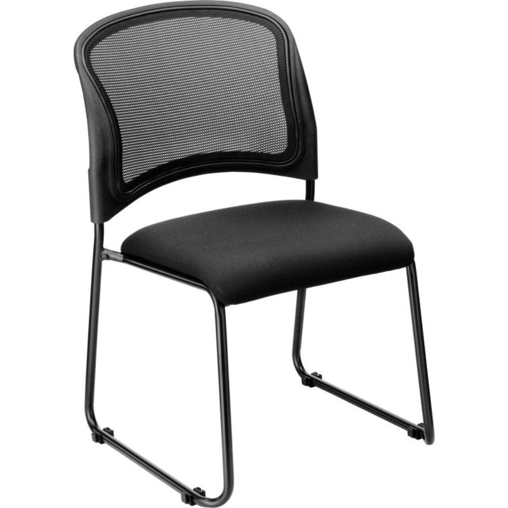 Interion Stacking Chair With Mid Back, Fabric, Black (WB277437A)