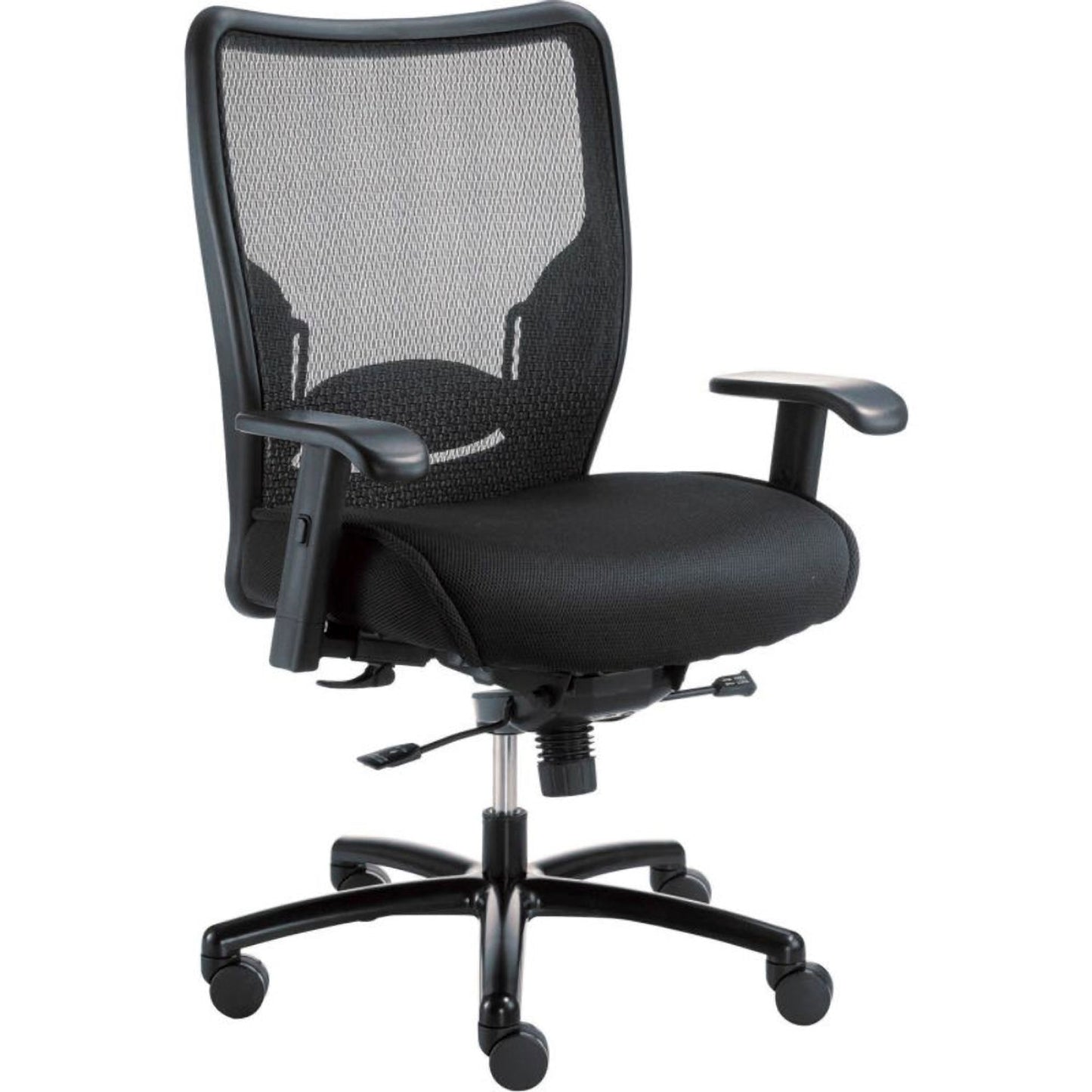 Interion Big & Tall Mesh Chair With High Back & Adjustable Arms, Fabric, Black (WB277514)