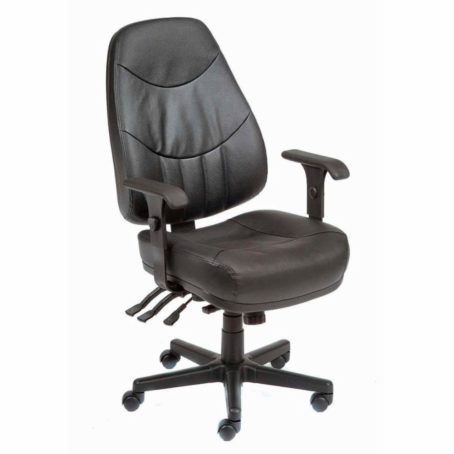 Interion Office Chair With High Back & Adjustable Arms, Leather, Black (WB506573)