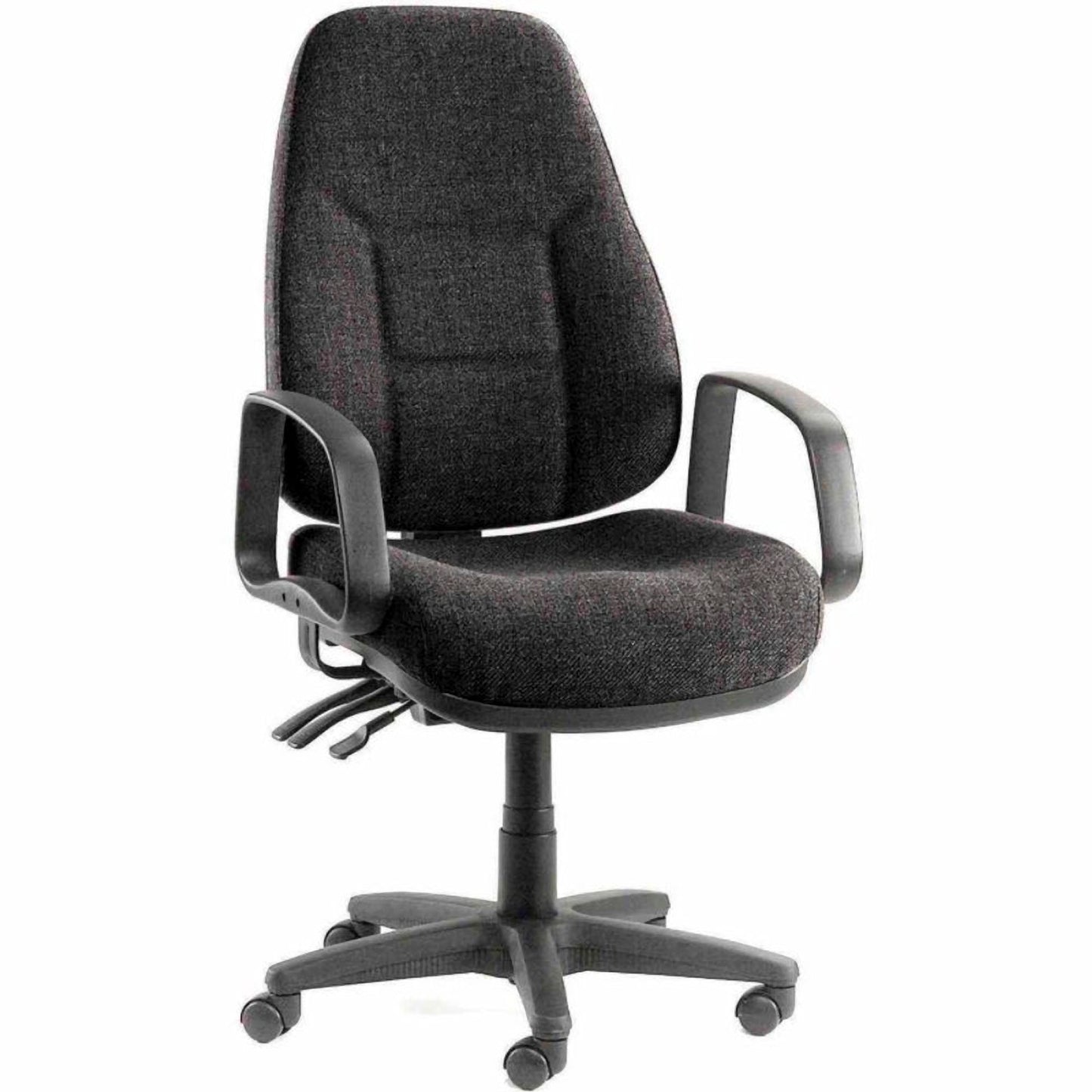 Interion Task Chair With High Back & Fixed Arms, Fabric, Black (WB516147BK)