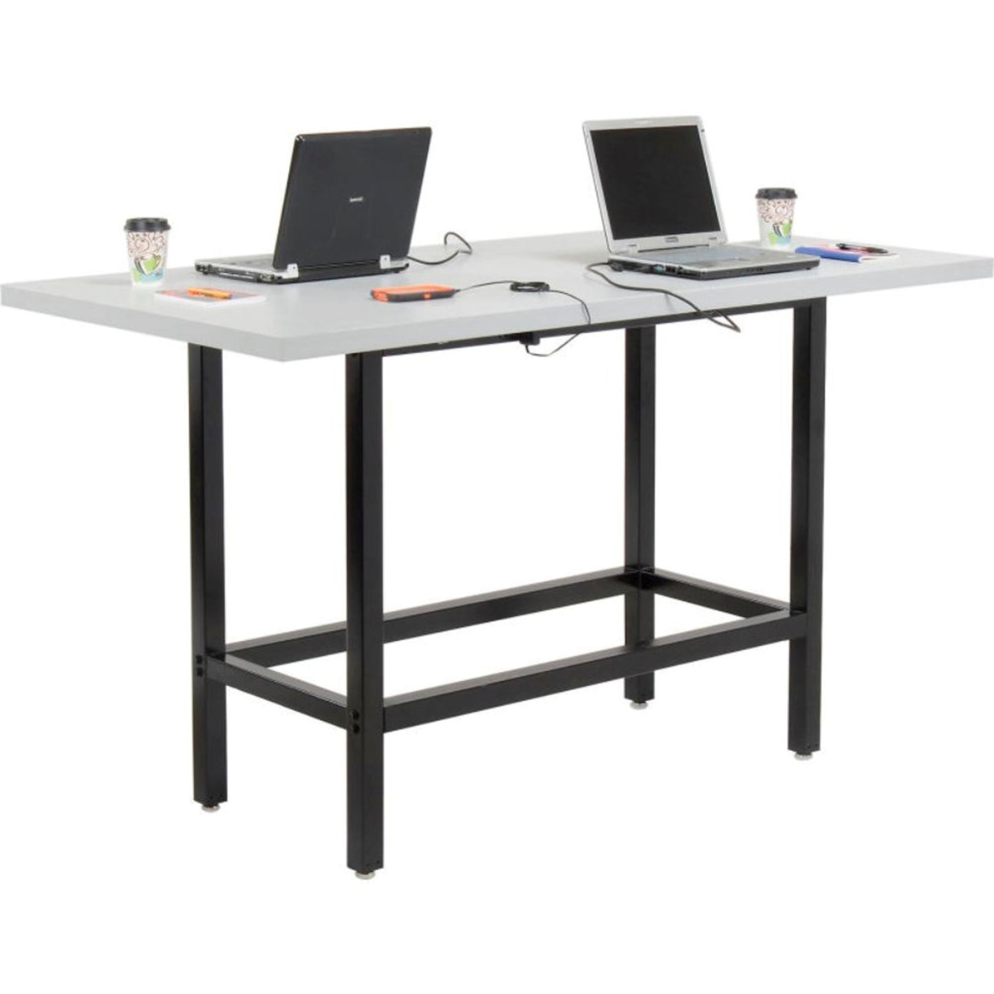Interion Standing Height Table With Power, 72"L x 36"W, Gray (WB695431)