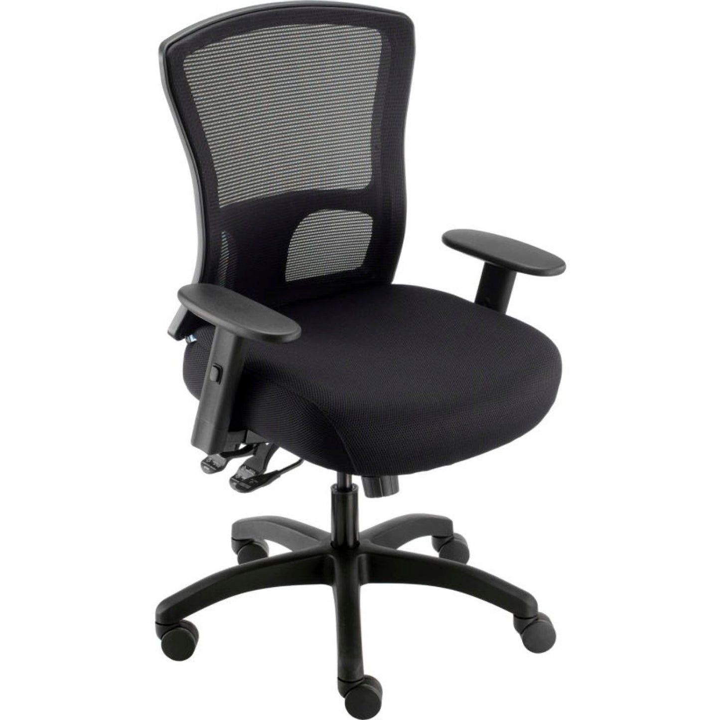 Interion Asynchronous Tilt Big & Tall Mesh Back Chair w/High Back & Adj. Arms, Fabric, Black (WB695486)