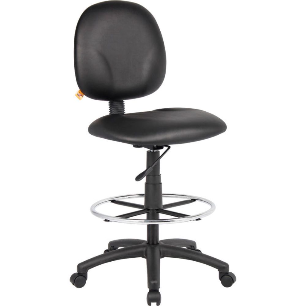 Interion Drafting Stool with Footring - Vinyl - Black (WBB629773)