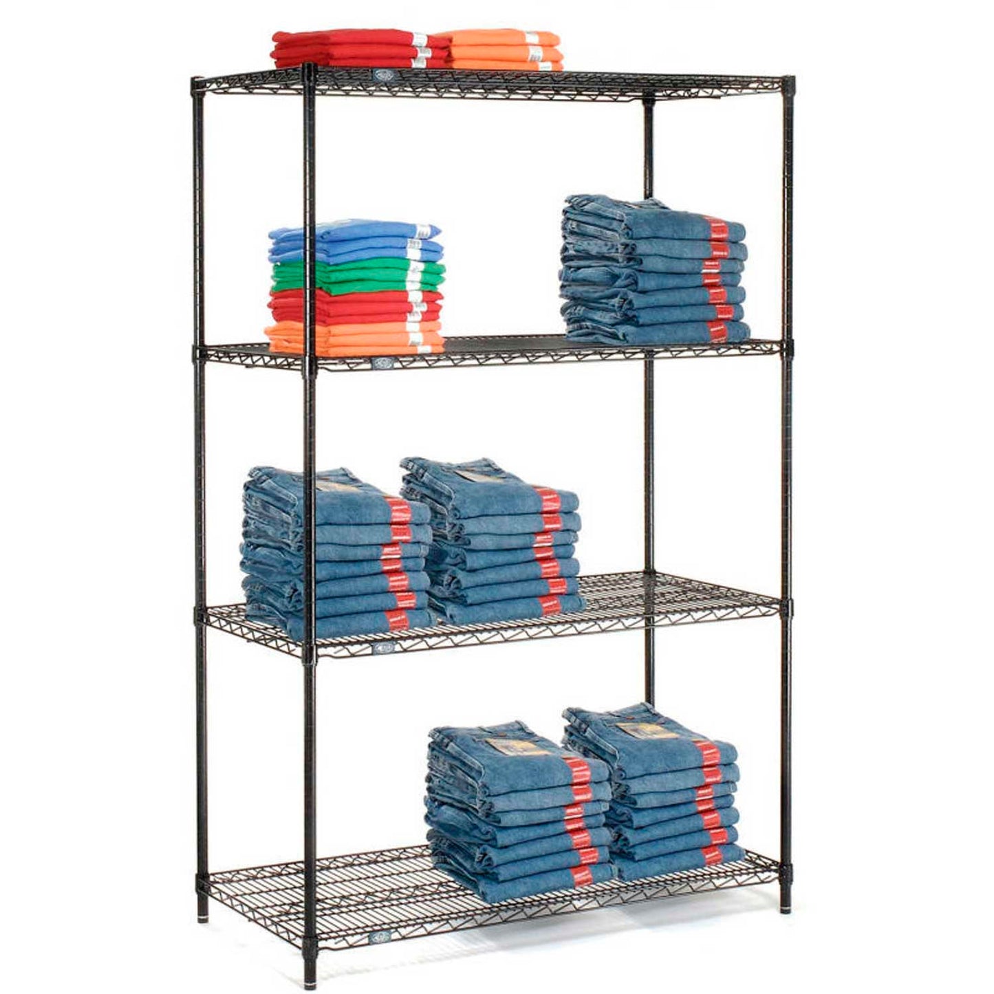 Nexel 5 Shelf, Black Epoxy Wire Shelving Unit, Starter, 48"W x 18"D x 63"H (WBB2335820)