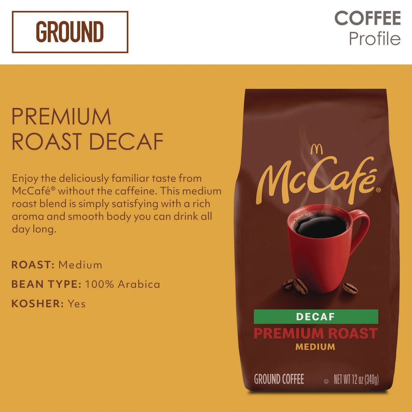 Nestlé Ground Coffee, Premium Roast Decaf, 12 oz Bag (GMT5534EA)