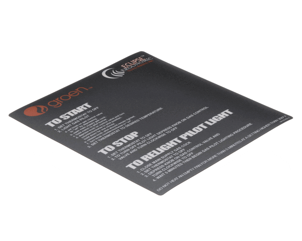 Groen 146198 Overlay, Braising Pan Millivolt Ignition (GR146198)